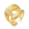 Double Layer Brass Micro Pave Cubic Zirconia Open Cuff Rings RJEW-U008-09G-1