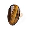 Natural Tiger Eye Stretch Finger Rings RJEW-N055-01D-2