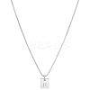 1Pc Stainless Steel Letter Rectangle Pendant Necklaces NJEW-LP0001-34F-P-1