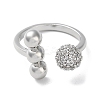 Round Brass Rhinestone Open Cuff Rings for Women RJEW-P112-02B-P-2