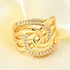 Brass Micro Pave Cubic Zirconia Adjustable Open Cuff Rings for Women RJEW-K292-07G-1