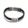 Jewelry Black Color PU Leather Cord Bracelets BJEW-G467-14-2