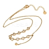 304 Stainless Steel Pave Clear Cubic Zirconia Heart Link Chain Slider Lariat Necklaces for Women NJEW-K300-01G-2
