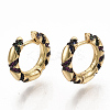 Brass Micro Pave Colorful Cubic Zirconia Hoop Earrings EJEW-S208-058-1