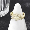 Brass Micro Pave Clear Cubic Zirconia Cuff Rings for Women RJEW-S400-02G-3