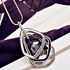 Alloy Crystal Rhinestone and Slate Gray Glass Pendant Long Necklaces FS-WG47C14-03-1