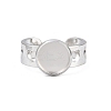Hollow Heart 304 Stainless Steel Cuff Ring Components SA-CBA82C8-02B-P-2