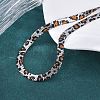 304 Stainless Steel Leopard Print Flat Snake Chain Necklaces for Women NJEW-A044-02B-P-2