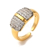 Brass Micro Pave Cubic Zirconia Cuff Rings for Women RJEW-G325-11E-GP-1