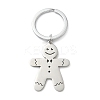 201 Stainless Steel Christmas Gingerbread Man Keychain LS-KEYC-H021-04P-1