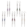 Round 304 Stainless Steel Natural Mixed Stone Dangle Earrings EJEW-JE06783-2