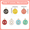7 Bags 7 Colors Initial Letter A~Z Alphabet Enamel Charms ENAM-SC0007-24-2