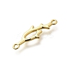 Brass Shark Outline Connector Charms KK-P295-30G-2