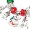 Christmas Theme Glass & Alloy European Beads Bracelets for Women BJEW-JB11198-04-3