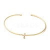 Rack Plating Brass Micro Pave Clear Cubic Zirconia Letter Open Cuff Bangles BJEW-A018-01G-I-2