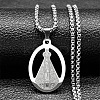 201 Stainless Steel Nossa Senhora Aparecida Virgin Mary Pendant Necklaces for Women NJEW-K283-01P-1