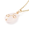 Natural Rose Quartz Teardrop Pendant Necklace X-NJEW-JN03900-01-4