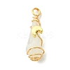 2Pcs Electroplated Natural Quartz Crystal Dyed Copper Wire Wrapped Pendants PALLOY-JF03163-01-3