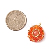 Dyed Natural Mashan Jade & Glass Seed Beaded Flat Round Pendants PALLOY-MZ00950-04-2