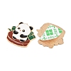 Panda with Bamboo Alloy Enamel Cabochons AL-CBA1A6F-06KCG-B-2