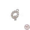 Real Platinum Plated Rhodium Plated 925 Sterling Silver Micro Pave Clear Cubic Zirconia Charms STER-P054-10P-Q-1