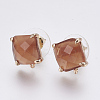 Faceted Glass Stud Earring Findings GLAA-F084-C03-1