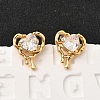 Brass Micro Pave Clear Cubic Zirconia Heart Stud Earrings EJEW-C158-08G-1