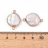 Electroplated Natural Keshi Pearl Flat Round Connector Charms PEAR-S018-03I-01-3