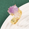 Nuggets Natural Amethyst Open Cuff Rings RJEW-K286-12G-04-2