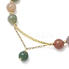 3Pcs Natural Indian Agate & Citrine & Aquamarine & Rose Quartz & Amethyst Round Beaded Bracelets BJEW-JB11925-5