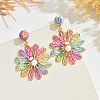 Flower Alloy Raffia Dangle Stud Earrings FS-WG63945-02-1