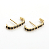 Brass Enamel Stud Earrings EJEW-L234-80-G-2