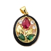 Rack Plating Brass Micro Pave Colorful Cubic Zirconia Enamel Pendants KK-G488-15G-2