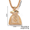 Shiny Hip-hop Style Brass Crystal Rhinestone Dollar Money Bag Pendant Box Chain Necklaces LS-EW6640-2-1