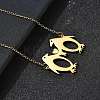304 Stainless Steel Laser Cut Double Penguin Pendant Necklaces for Women Men NJEW-Q032-01A-G-2