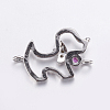 Brass Micro Pave Cubic Zirconia Puppy Links Connectors ZIRC-G125-02A-P-2