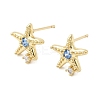 Starfish Brass Micro Pave Cubic Zirconia Stud Earrings EJEW-Z153-02G-4