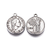 Tarnish Resistant 304 Stainless Steel Coin Pendants STAS-F207-09P-2