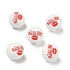Valentine's Day Spray Painted & Printed Wood European Beads WOOD-L023-03G-1