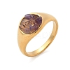 Round Natural Amethyst Chips Finger Rings RJEW-D303-03G-03-2
