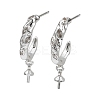 Rack Plating Brass Micro Pave Clear Cubic Zirconia Studs Earrings Finding KK-T072-10P-1