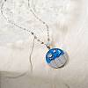Elegant Brass Marine Blue Enamel Wave Sun Moon Pendant Necklaces LS-WB9731-1-1