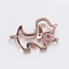 Brass Micro Pave Cubic Zirconia Puppy Links Connectors ZIRC-G125-02A-RG-2