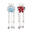 Butterfly & Crown Alloy Rhinestone Tassel Chain Dangle Beads OACR-N141-03-3