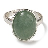 Natural Green Aventurine Oval Adjustable Rings RJEW-K371-07S-20-3