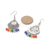 Dyed Natural Malaysia Round Beaded Alloy Teardrop Chandelier Earrings EJEW-JE05205-2