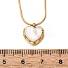 304 Stainless Steel & White Shell Heart Pendant Round Snake Chain Necklaces for Women NJEW-K255-39G-5