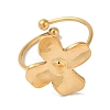 Ion Plating(IP) 304 Stainless Steel Flower Open Cuff Rings for Women LS-RJEW-M167-09B-G-2