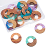 Transparent Resin & Walnut Wood Pendants RESI-CJ0001-73-1