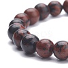 Natural Mahogany Obsidian Round Beaded Stretch Bracelet BJEW-JB07905-01-4